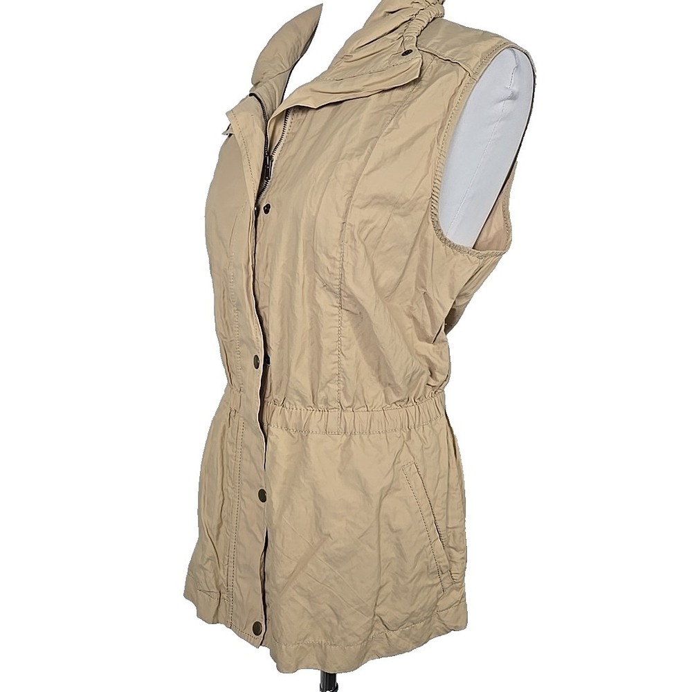ColdWater Creek Beige Cotton/Nylon Zip Snap Front Vest Size Large / 14 - Picture 3 of 8